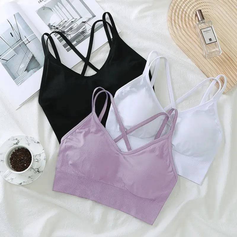 Hutomei Back Sports Underwear Integrated Shockproof Fitness Vest Fixed Cup High Strength Push-Up Sports Bra