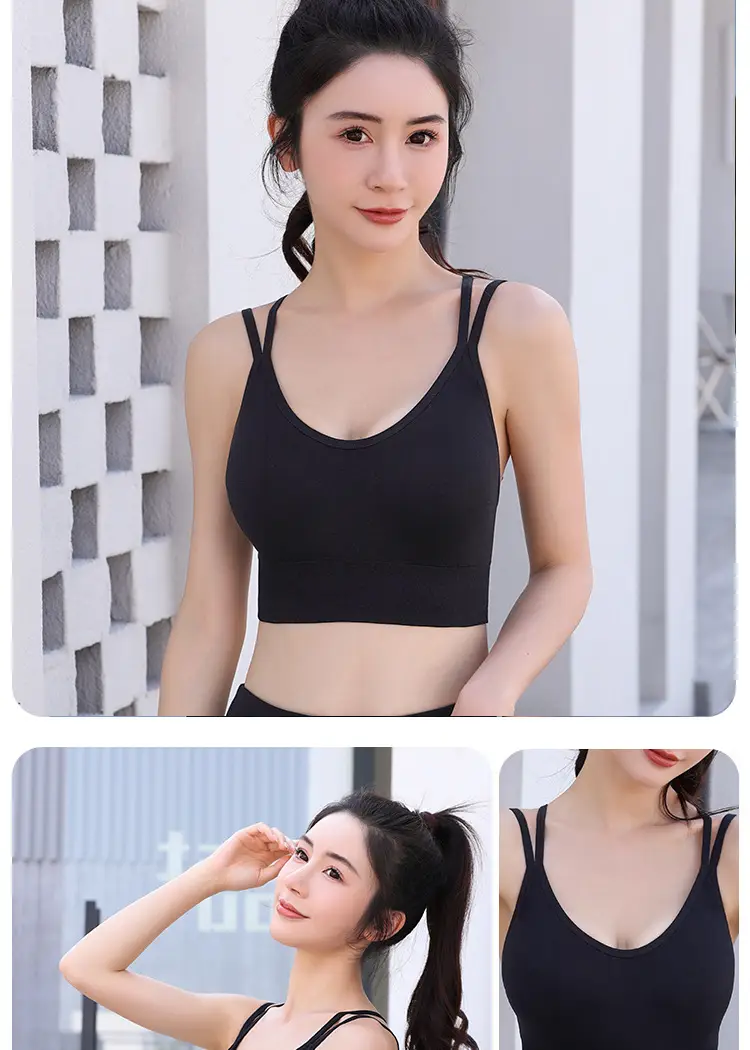 Hutomei Back Sports Underwear Integrated Shockproof Fitness Vest Fixed Cup High Strength Push-Up Sports Bra — feature 16