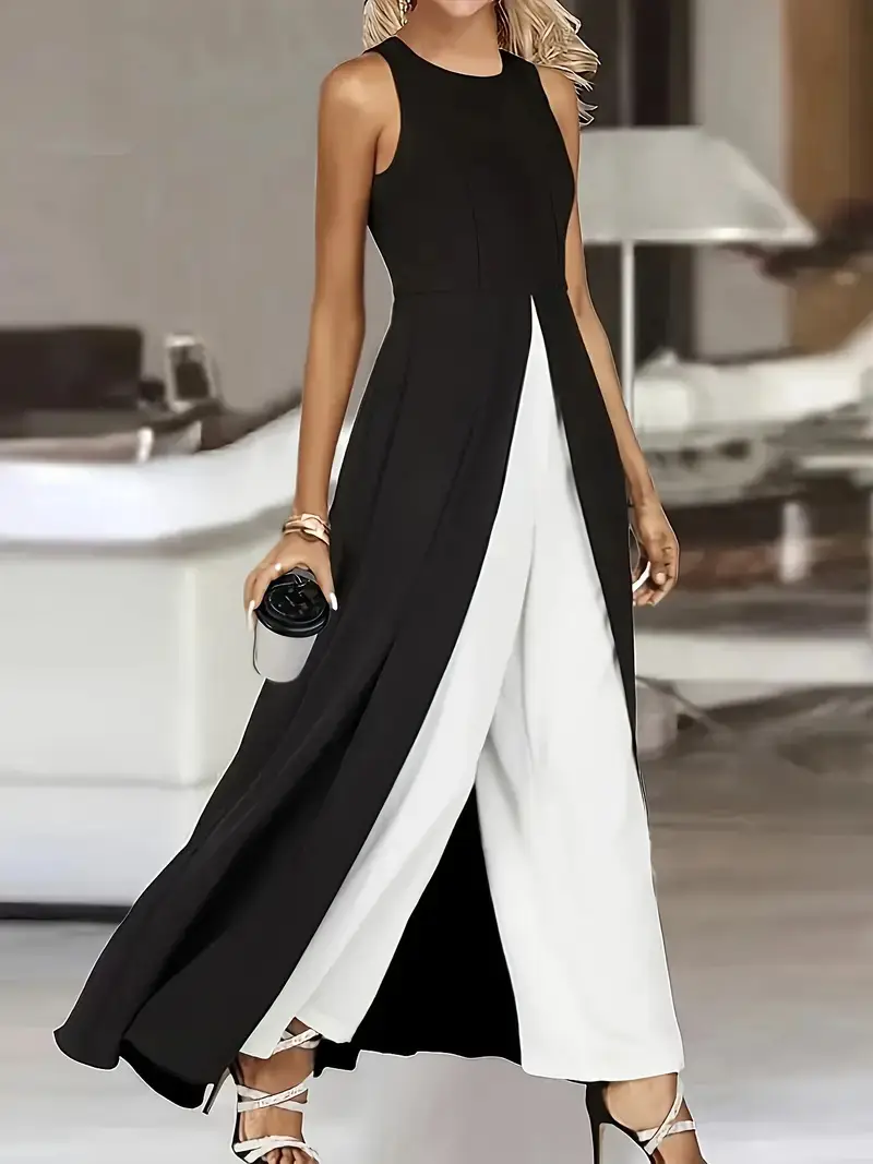 Red White Slim Fit Milk Silk One-Piece Jumpsuit