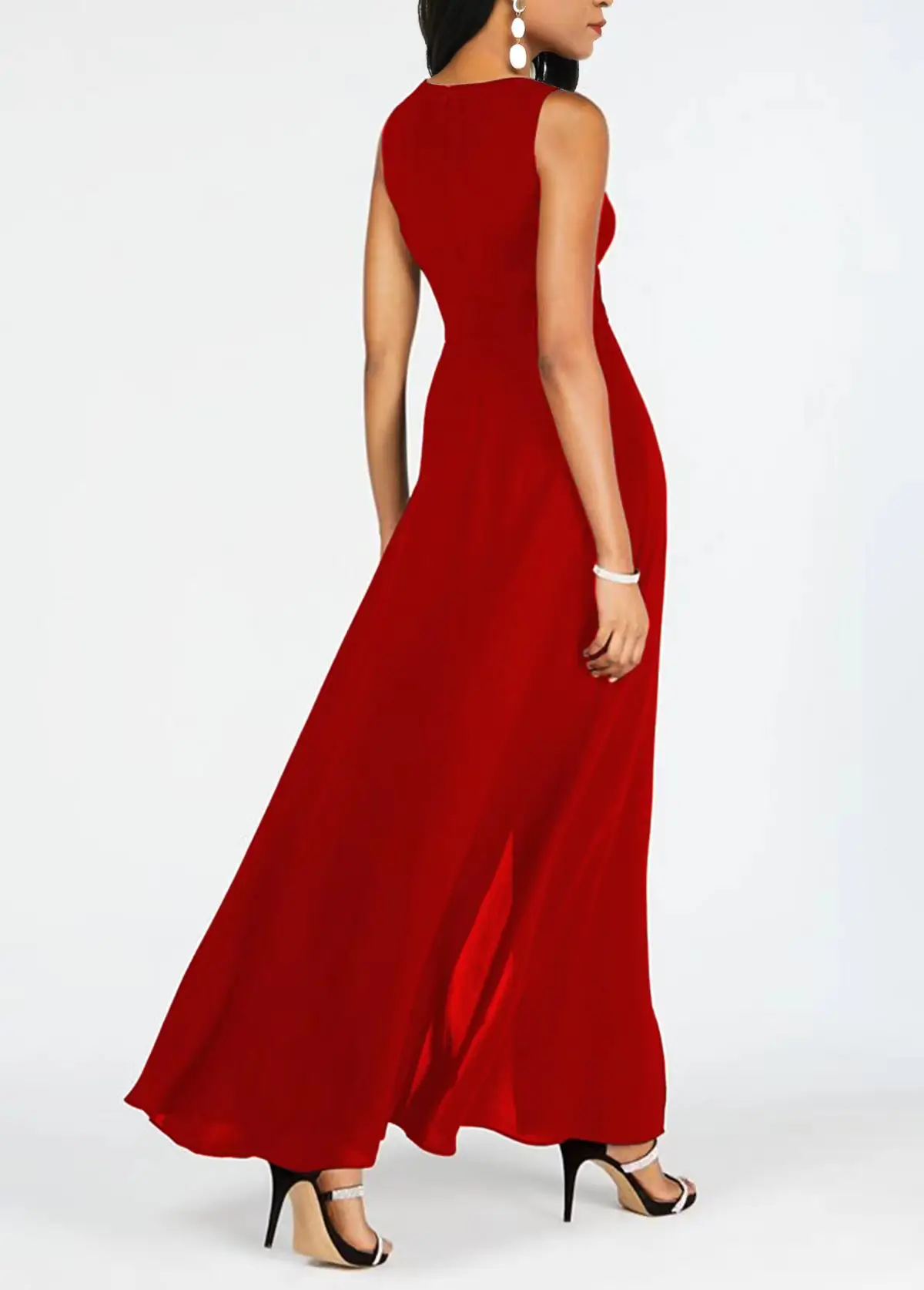Red White Slim Fit Milk Silk One-Piece Jumpsuit — feature 12
