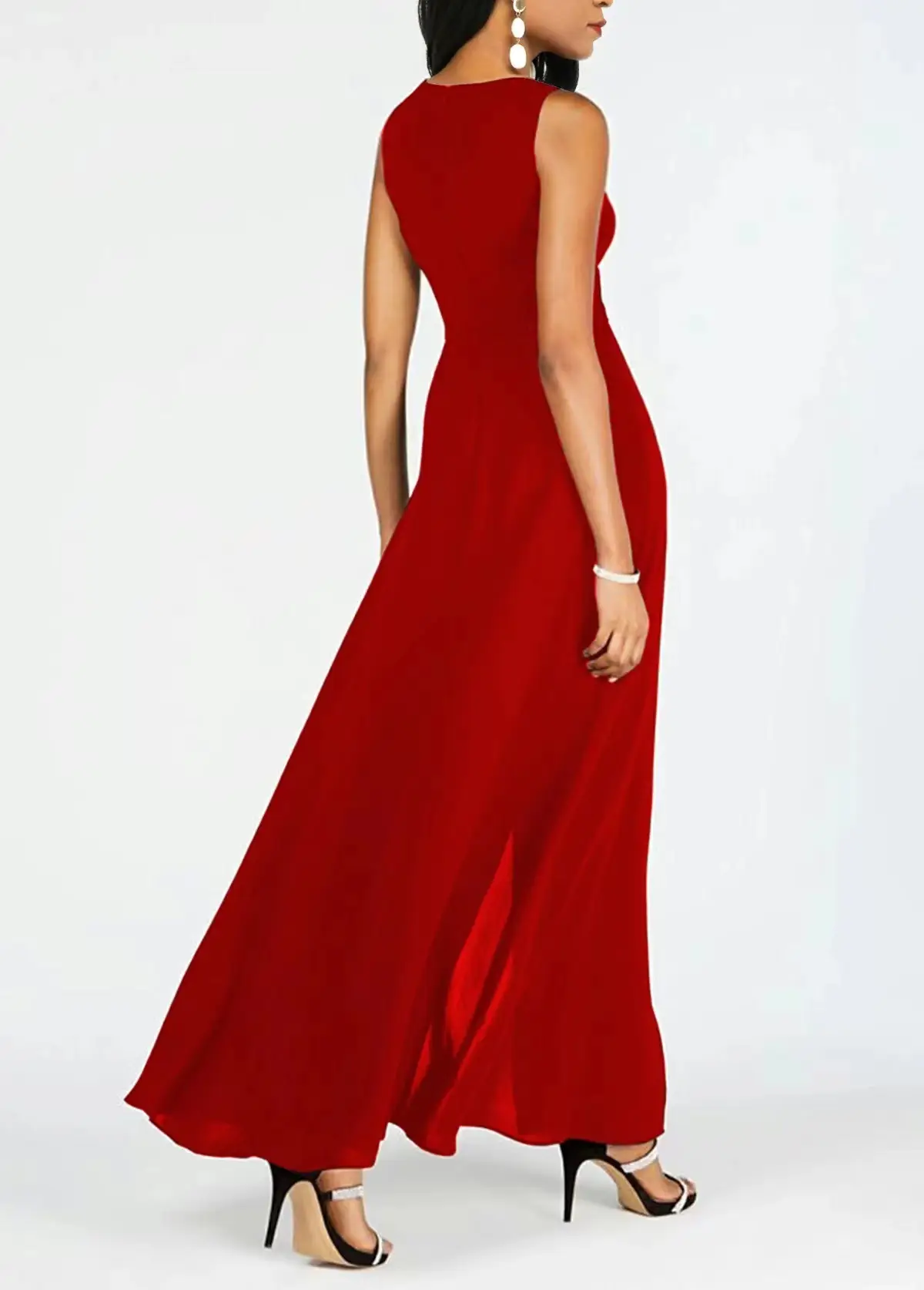 Red White Slim Fit Milk Silk One-Piece Jumpsuit — feature 14