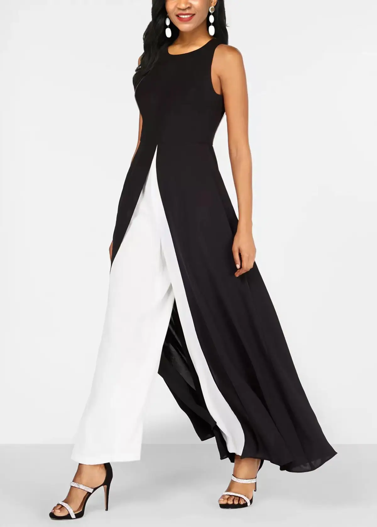 Red White Slim Fit Milk Silk One-Piece Jumpsuit — feature 5