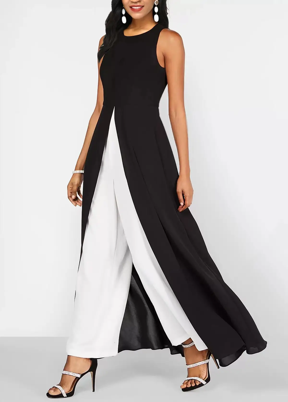 Red White Slim Fit Milk Silk One-Piece Jumpsuit — feature 6