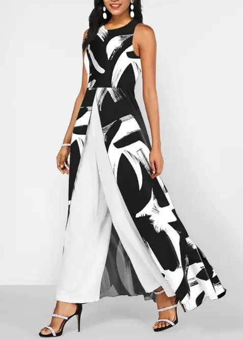 Red White Slim Fit Milk Silk One-Piece Jumpsuit