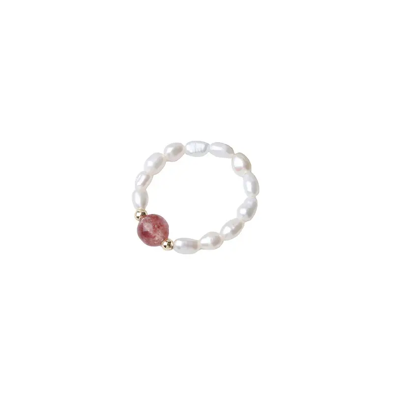 Pink Crystal Pearl Bracelet Set with Red Gemstone - Image 6
