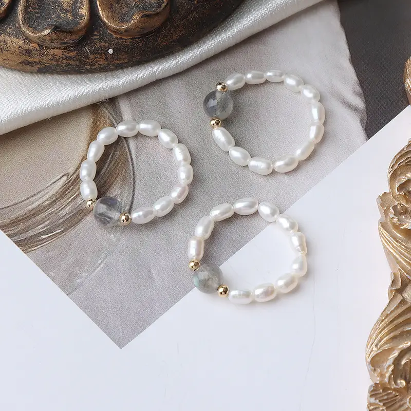 Moonstone Pearl Rings 14K Gold Color-Preserving - Image 5