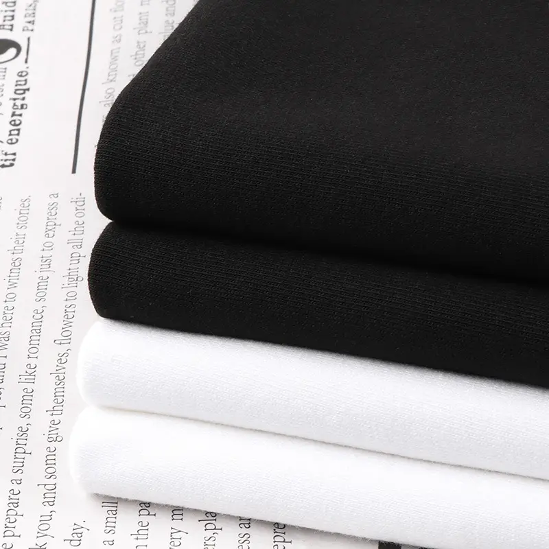 250g V-Neck Cotton T-Shirt Black White Long Sleeve - Image 6