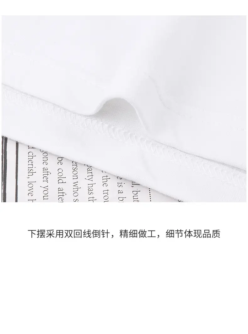 250g V-Neck Cotton T-Shirt Black White Long Sleeve — feature 17