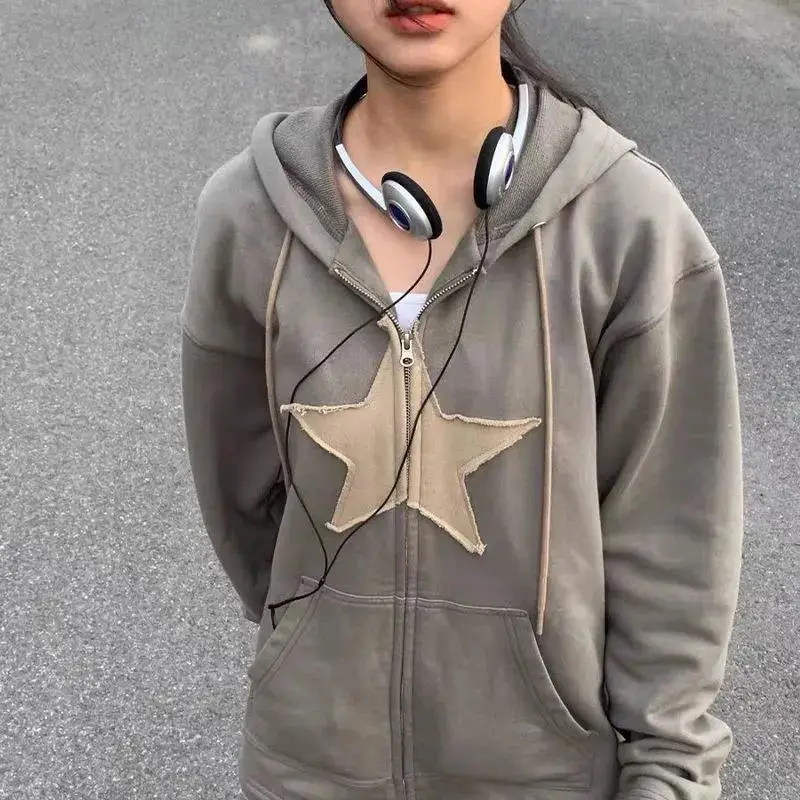 Women's Green Star Hoodie Cotton Full Zip - Image 6