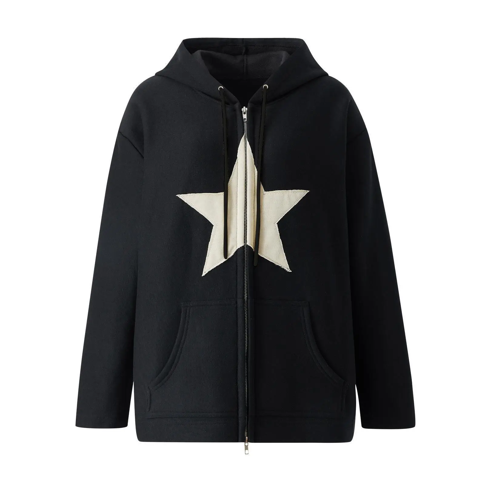 Women's Green Star Hoodie Cotton Full Zip - Image 3