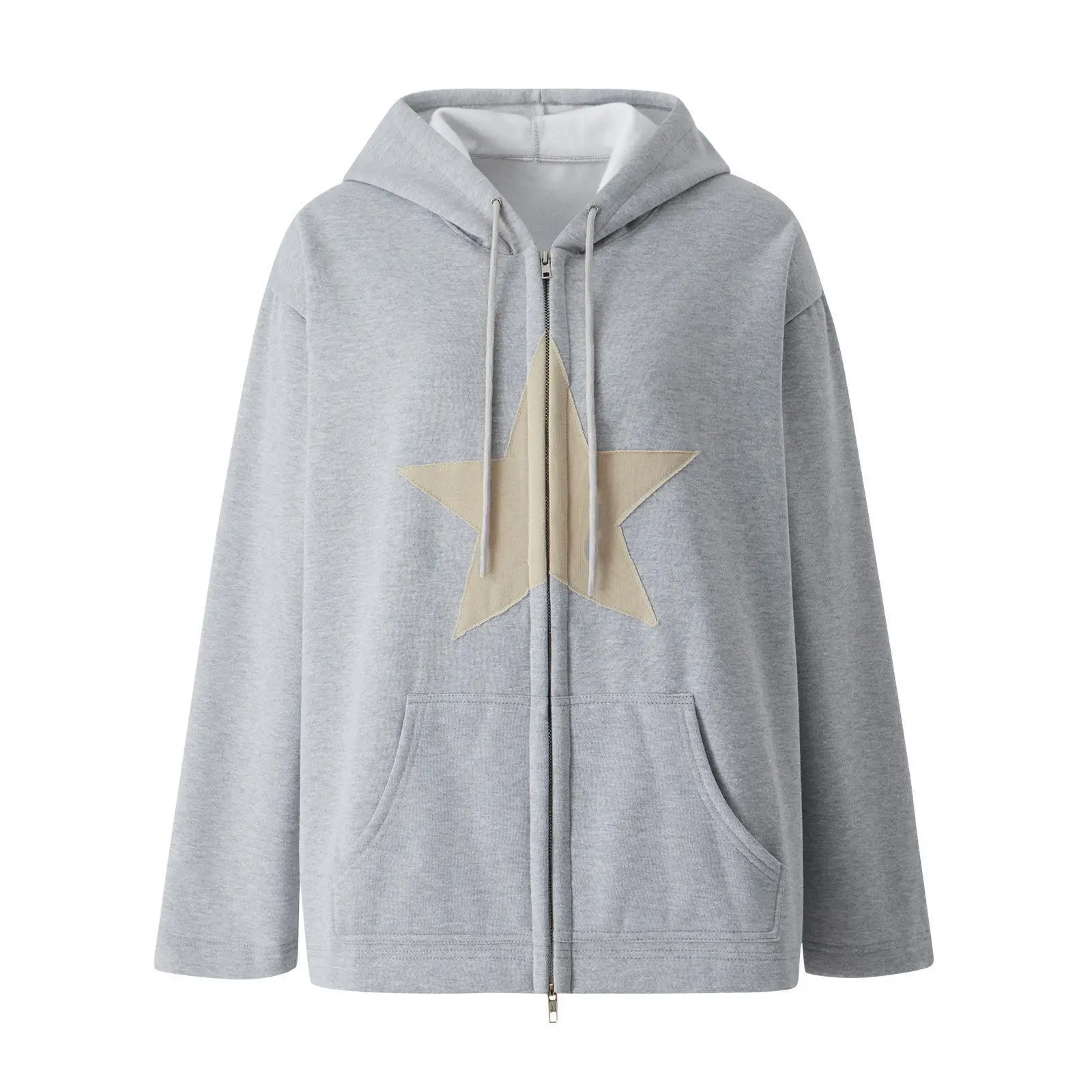 Women's Green Star Hoodie Cotton Full Zip - Image 7
