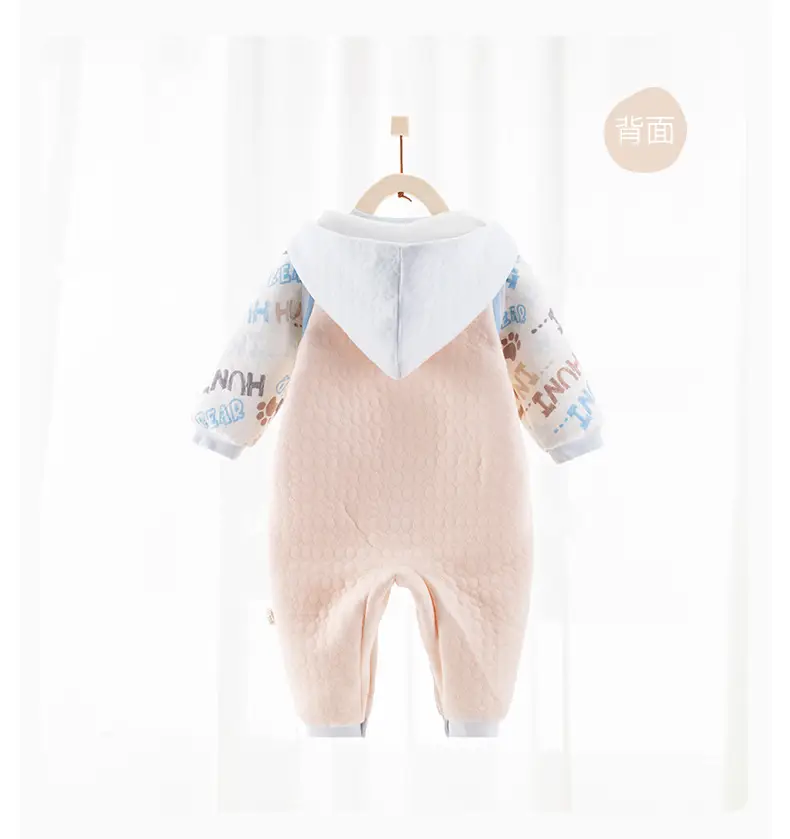Baby Cotton Hooded Jumpsuit Pink Quilted Newborn — feature 16