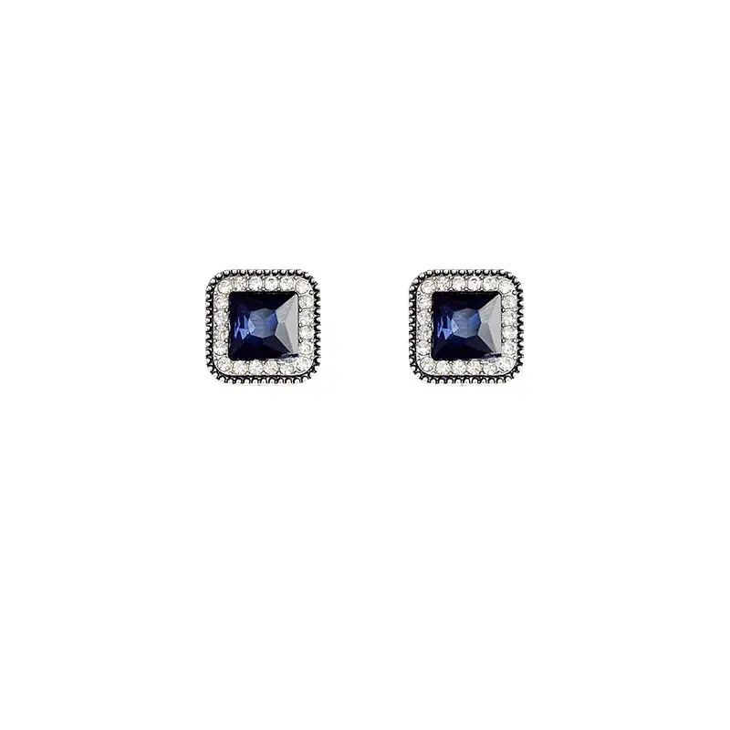 Women Round Blue Crystal Earrings 2025 Trendy - Image 6