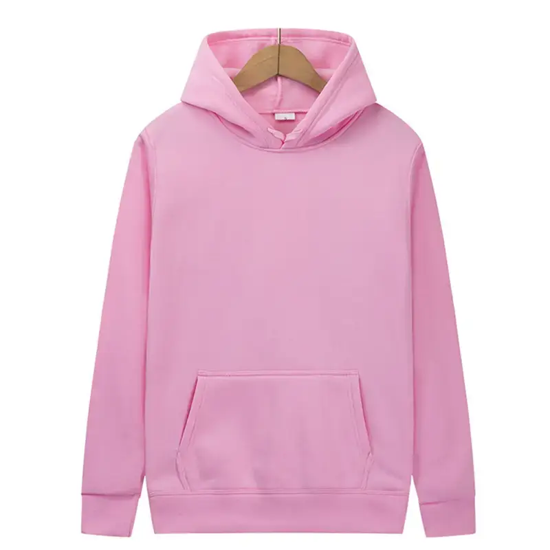 Women Pink Fleece Hoodie Solid Color Medium to XL — feature 6