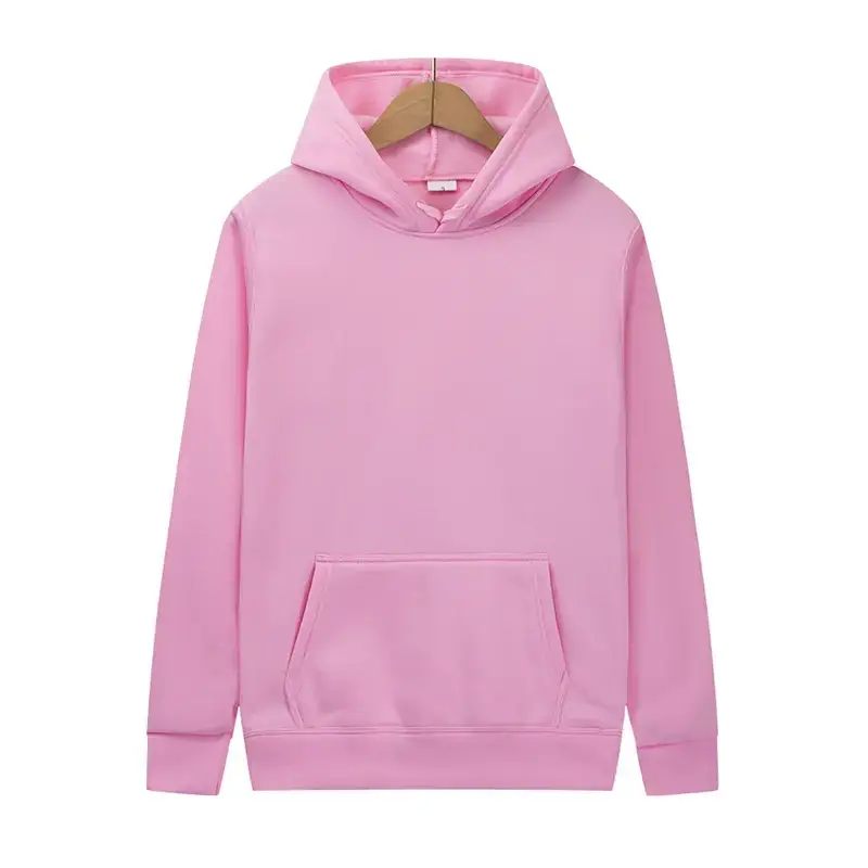 Women Pink Fleece Hoodie Solid Color Medium to XL