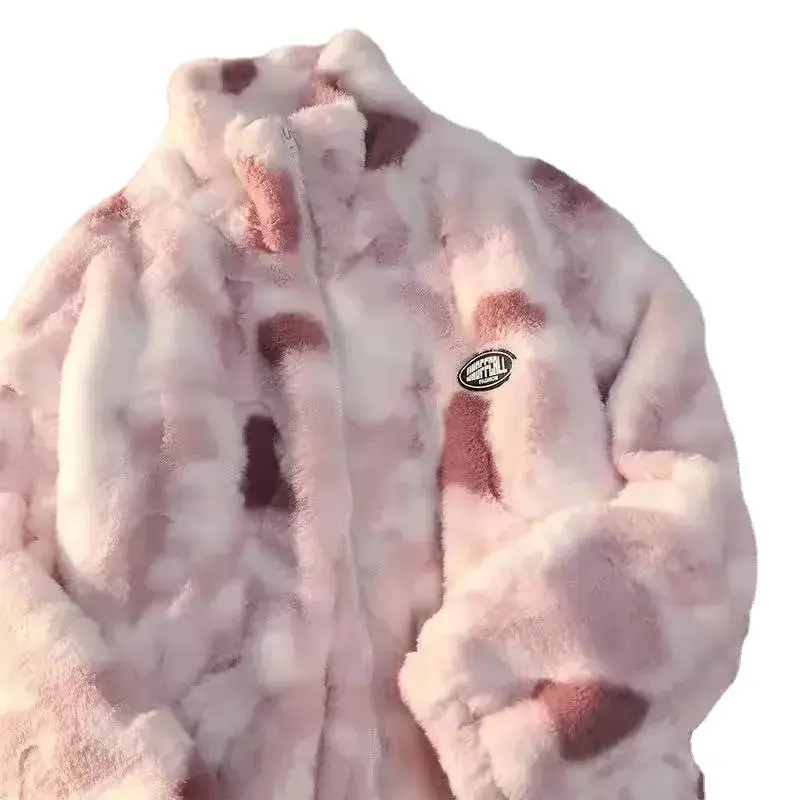 Pink Fleece Jacket Women Winter Warm Double Sided