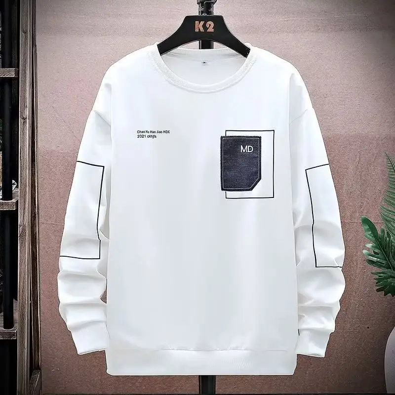 Men Grey Long Sleeve Crew Neck Sweatshirt with Pocket