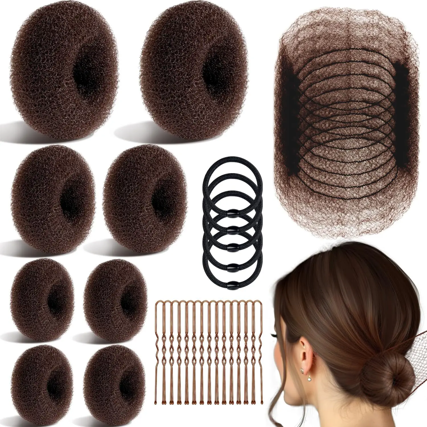 Black Faux Fur Donut Hair Curlers Set