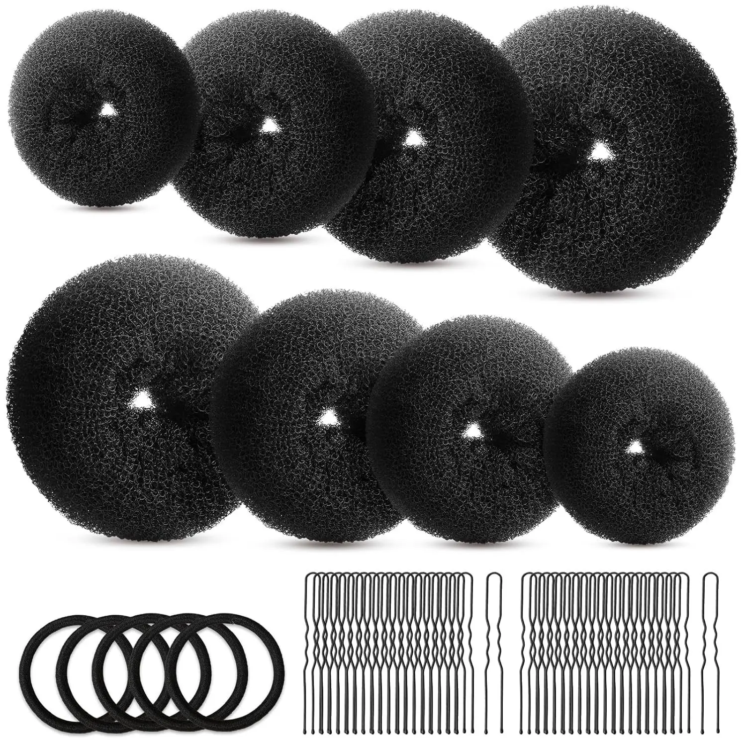 Black Faux Fur Donut Hair Curlers Set