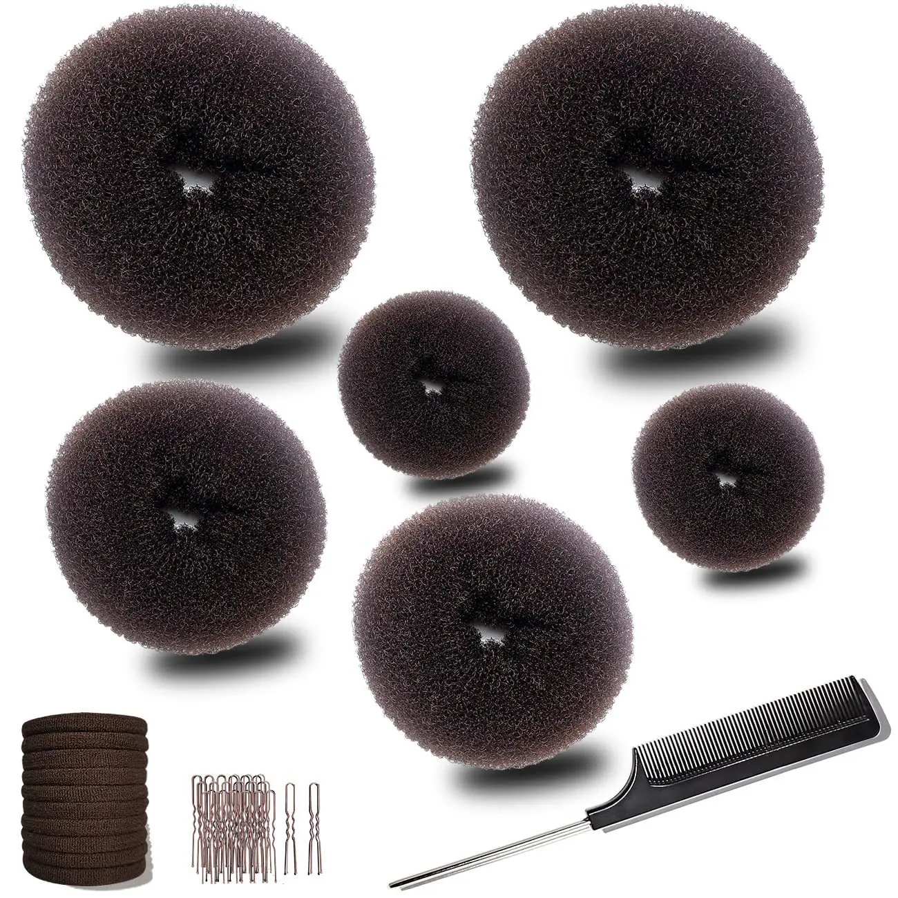 Black Faux Fur Donut Hair Curlers Set
