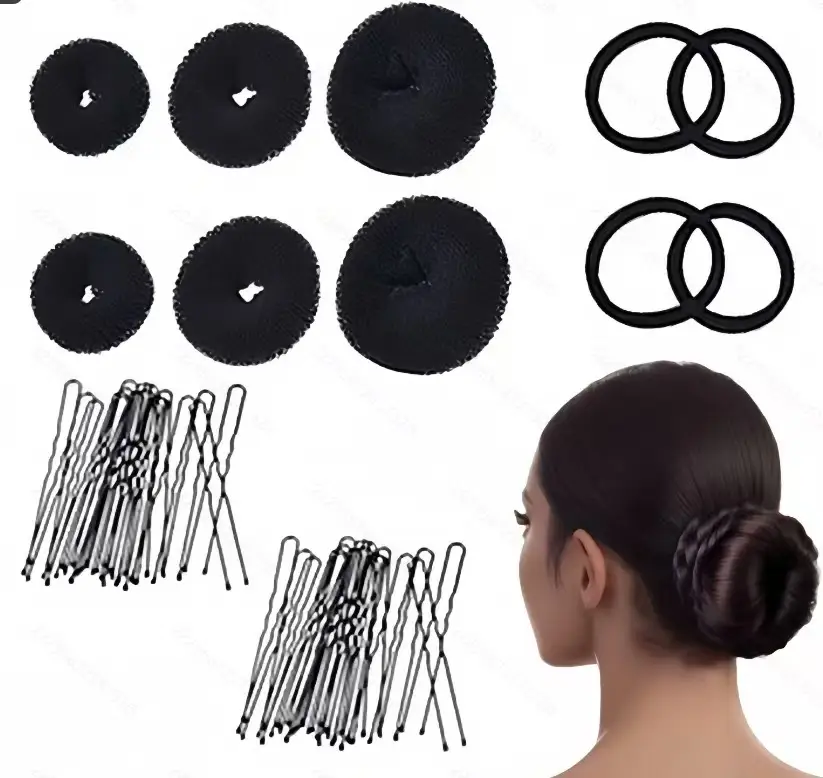 Black Faux Fur Donut Hair Curlers Set