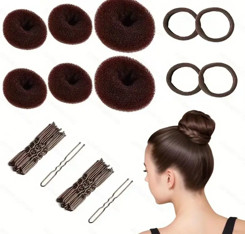 Black Faux Fur Donut Hair Curlers Set