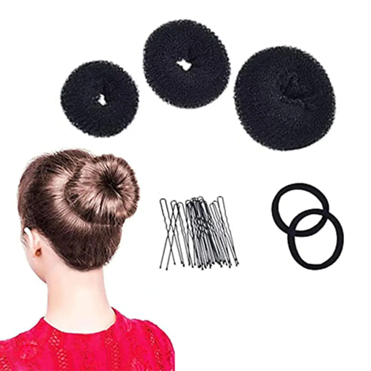 Black Faux Fur Donut Hair Curlers Set