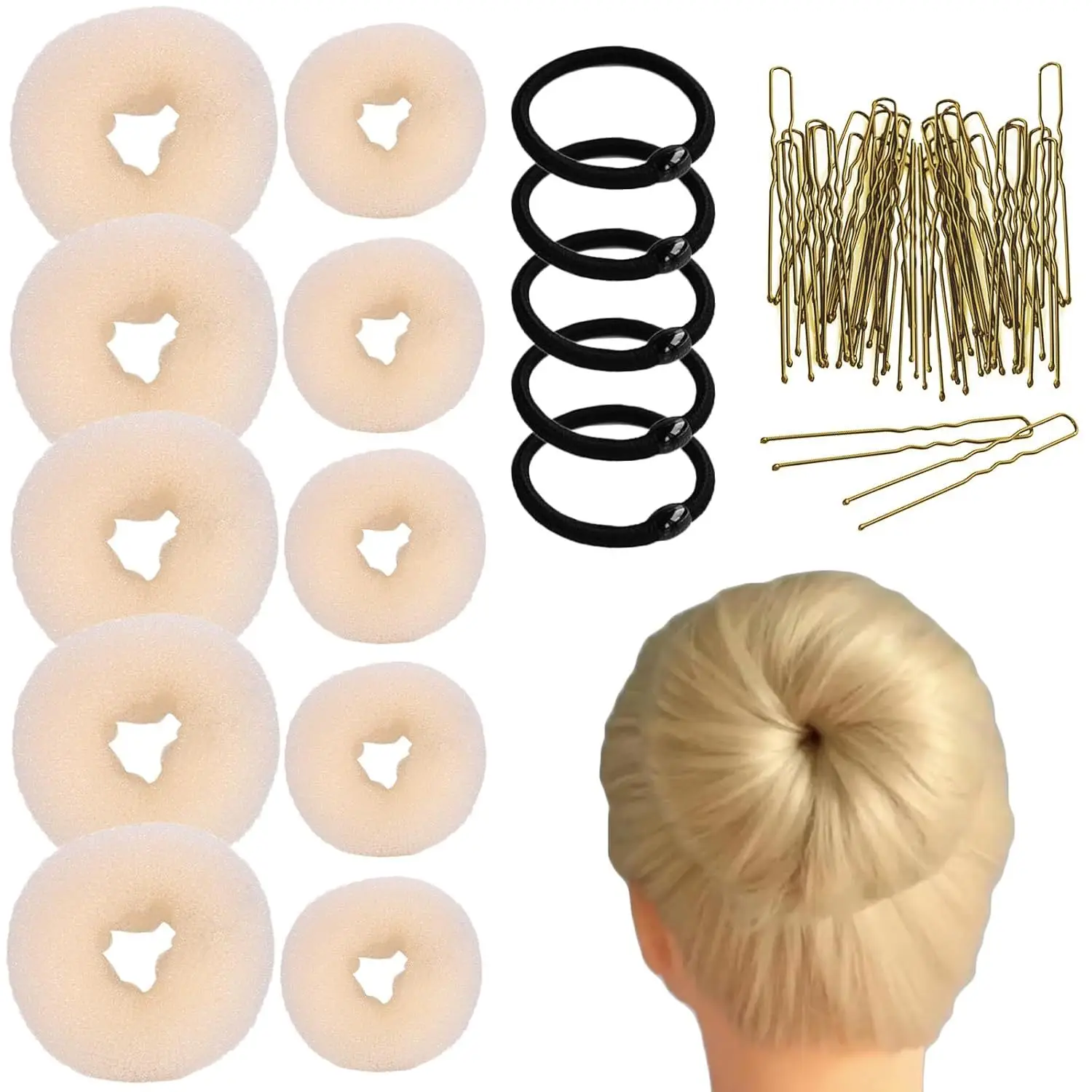 Black Faux Fur Donut Hair Curlers Set