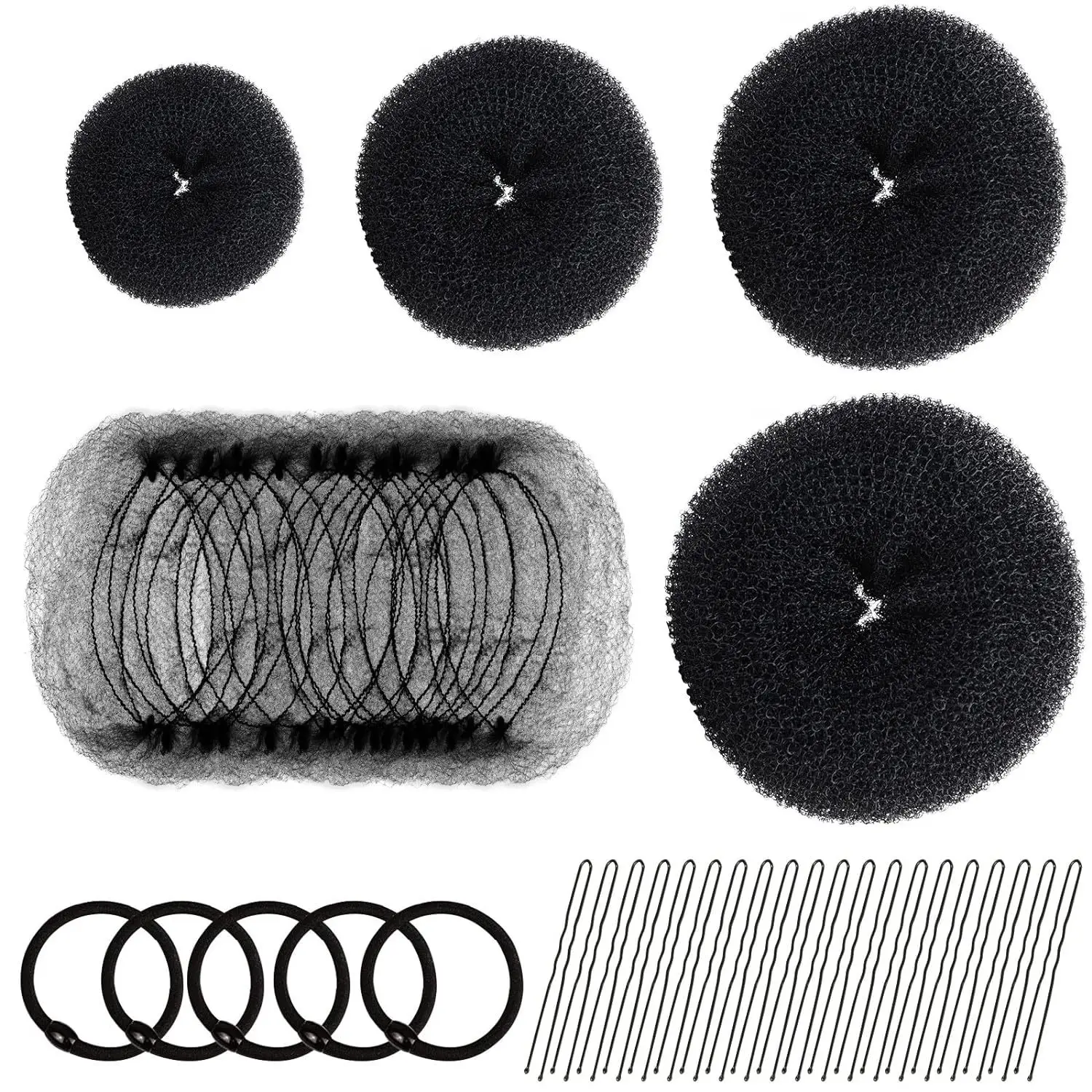 Black Faux Fur Donut Hair Curlers Set