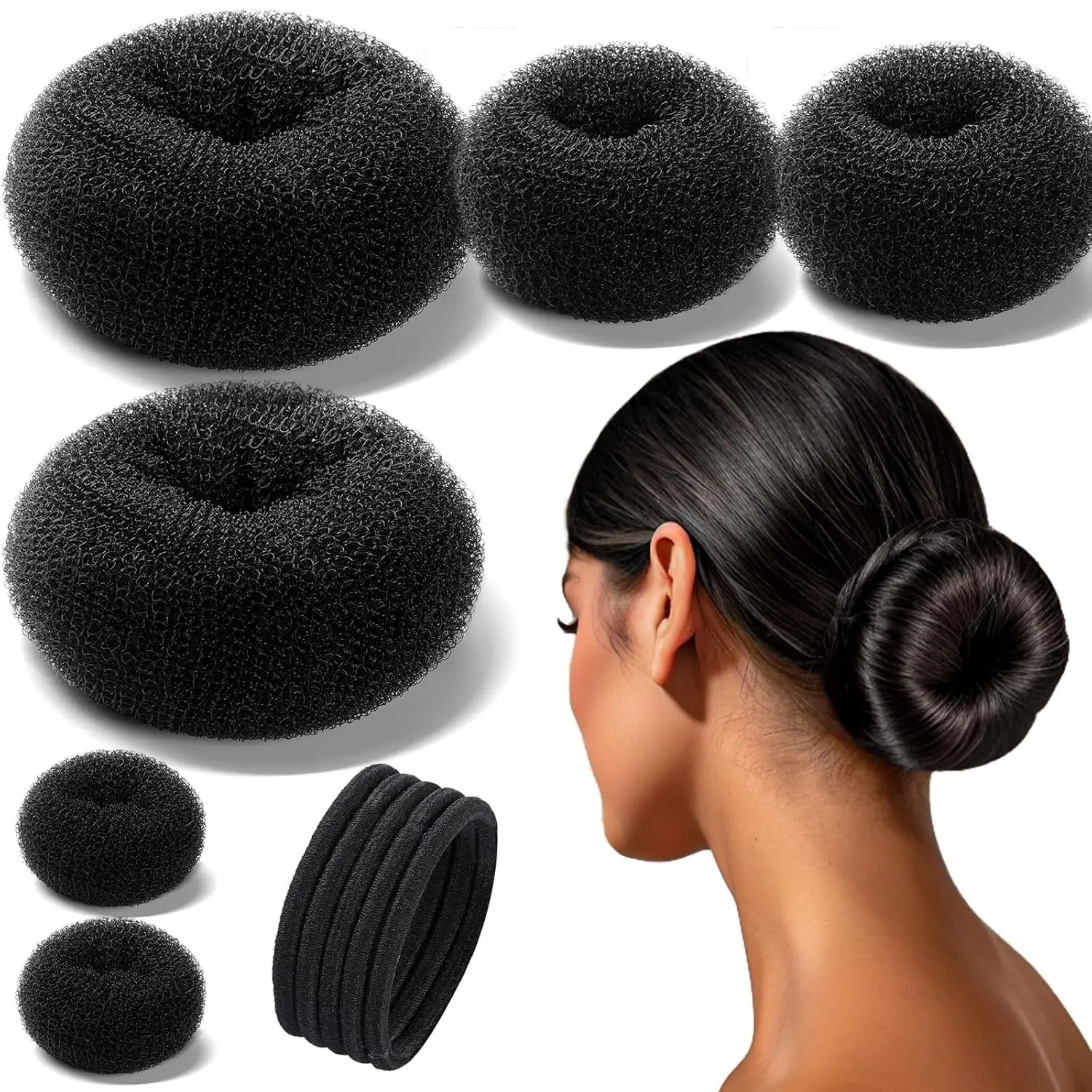 Black Faux Fur Donut Hair Curlers Set