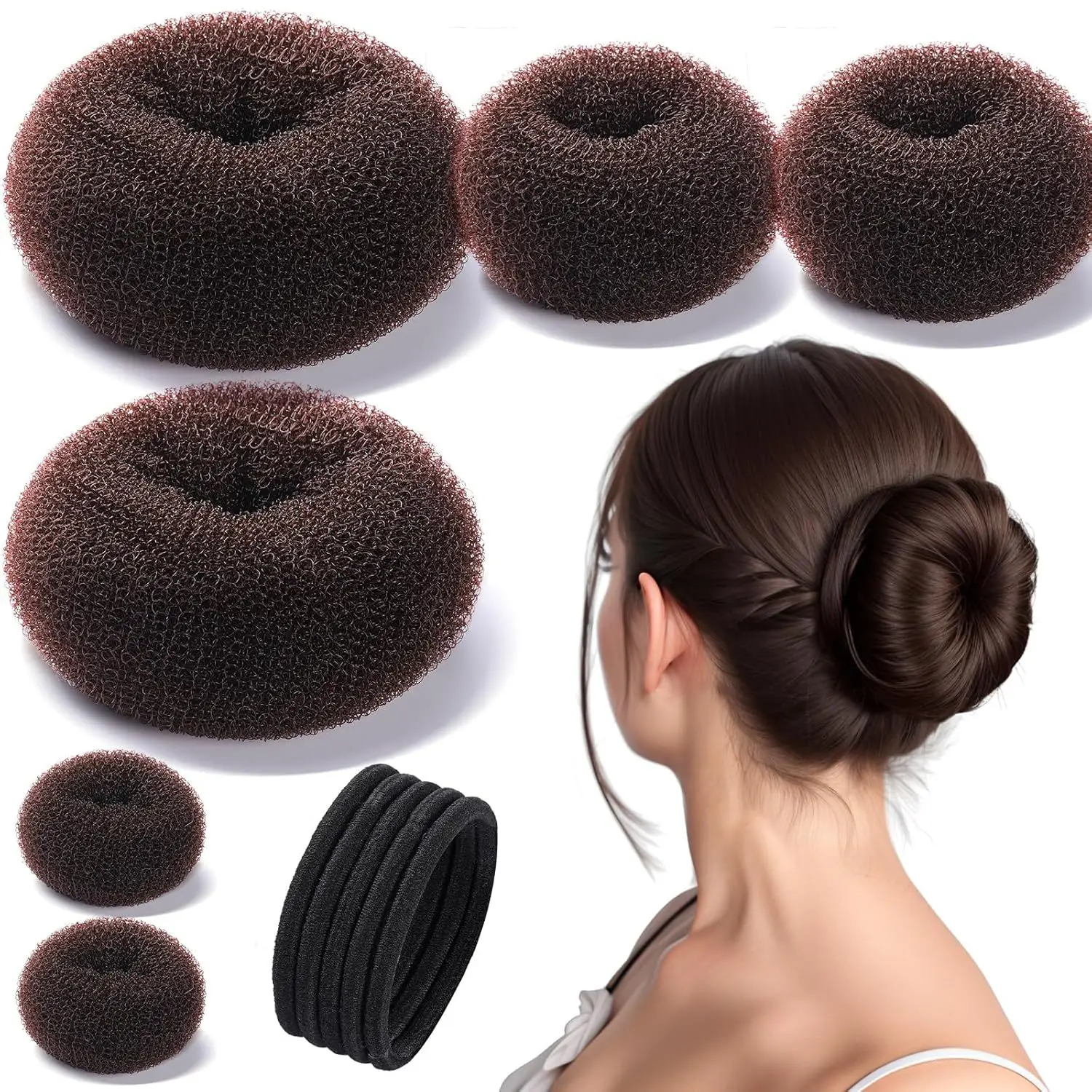Black Faux Fur Donut Hair Curlers Set