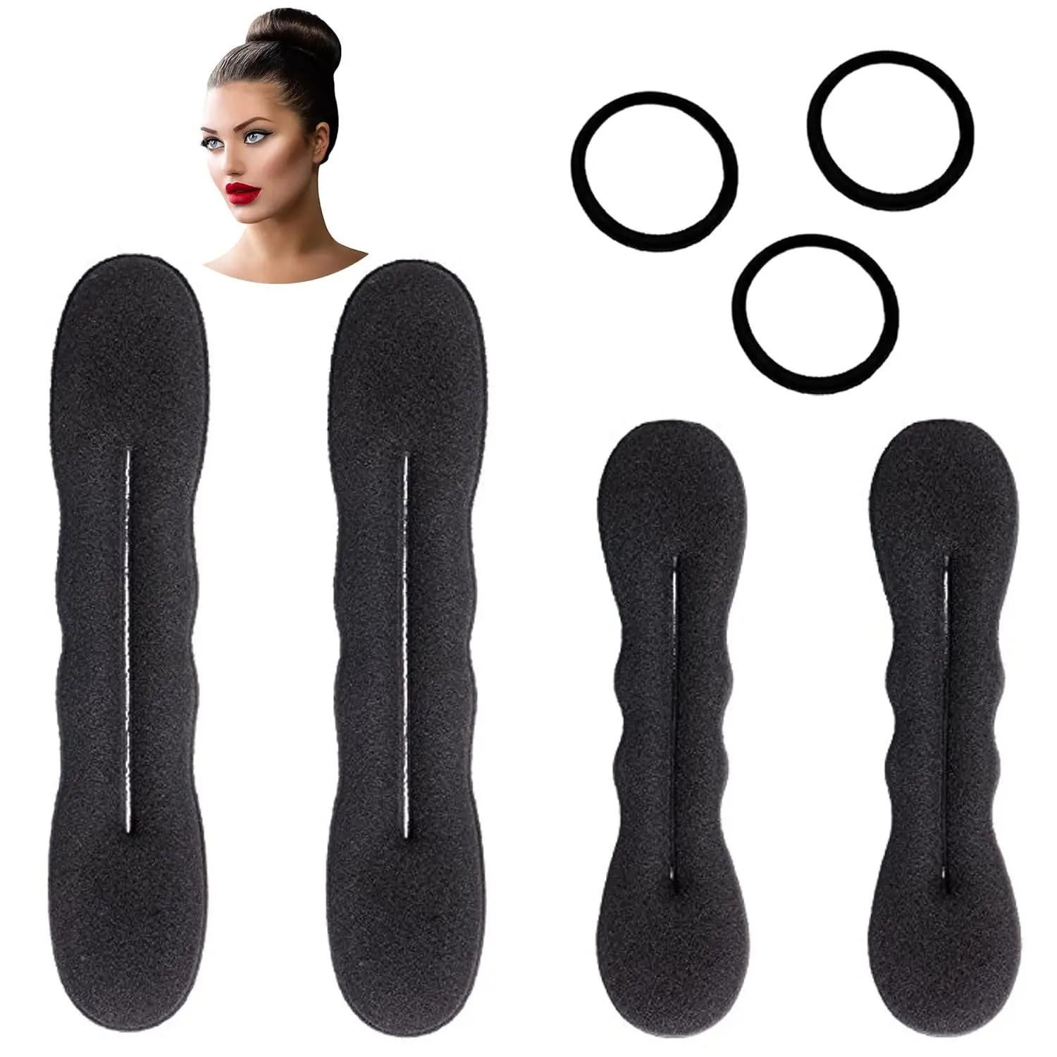 Black Faux Fur Donut Hair Curlers Set