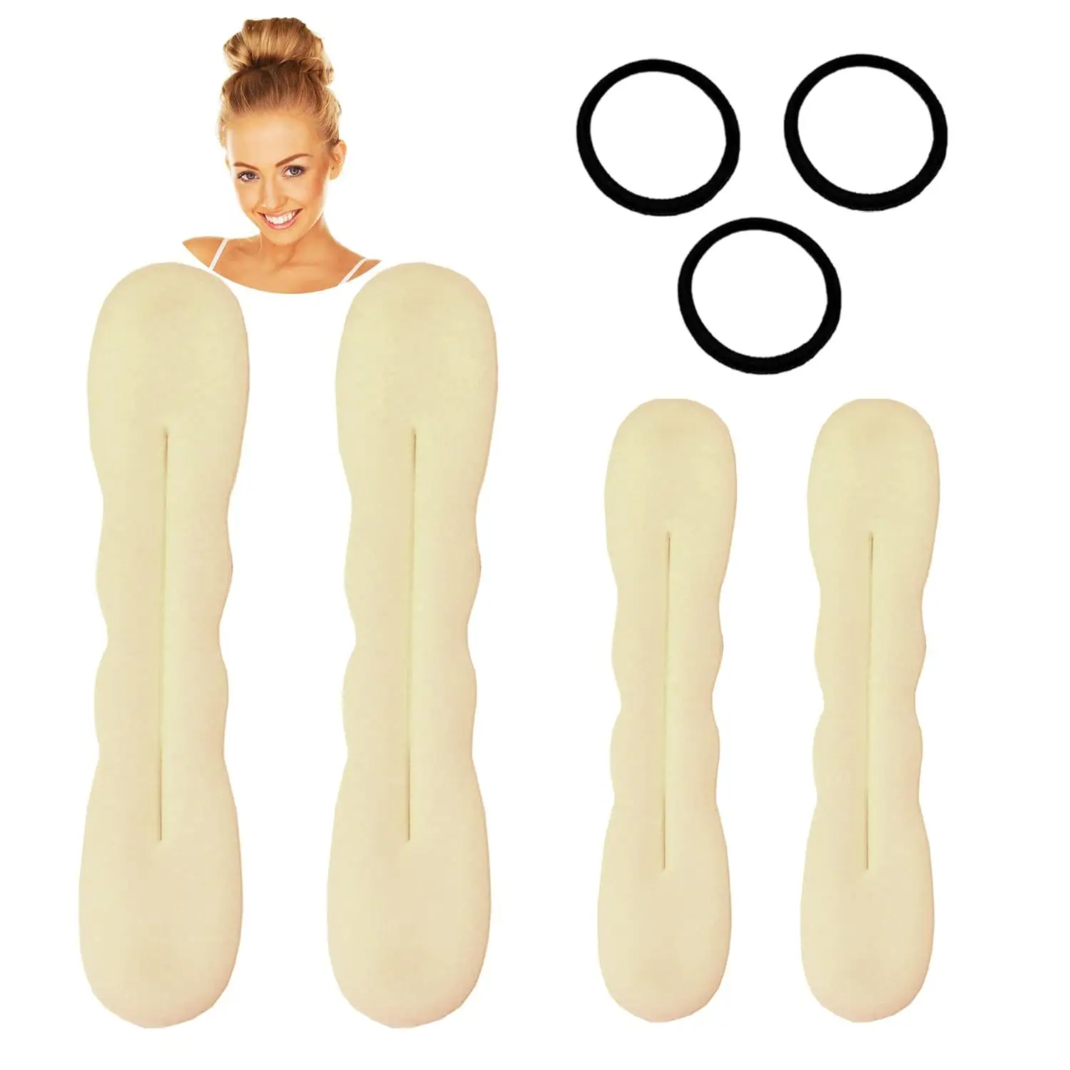 Black Faux Fur Donut Hair Curlers Set