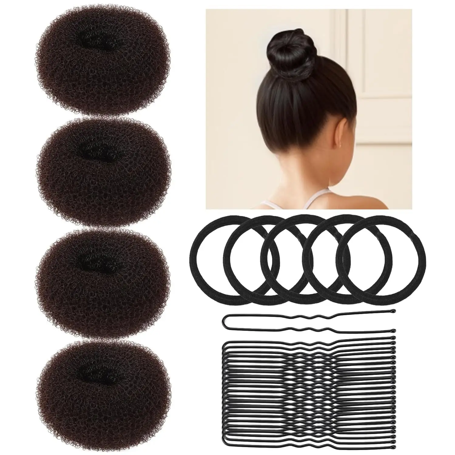 Black Faux Fur Donut Hair Curlers Set