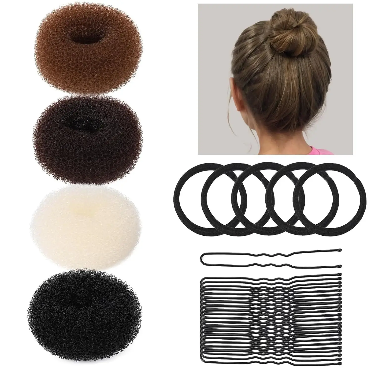 Black Faux Fur Donut Hair Curlers Set
