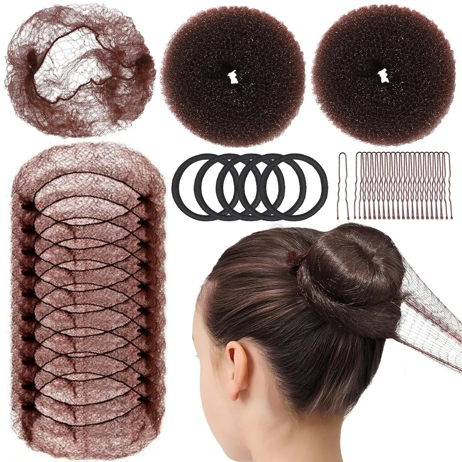 Black Faux Fur Donut Hair Curlers Set