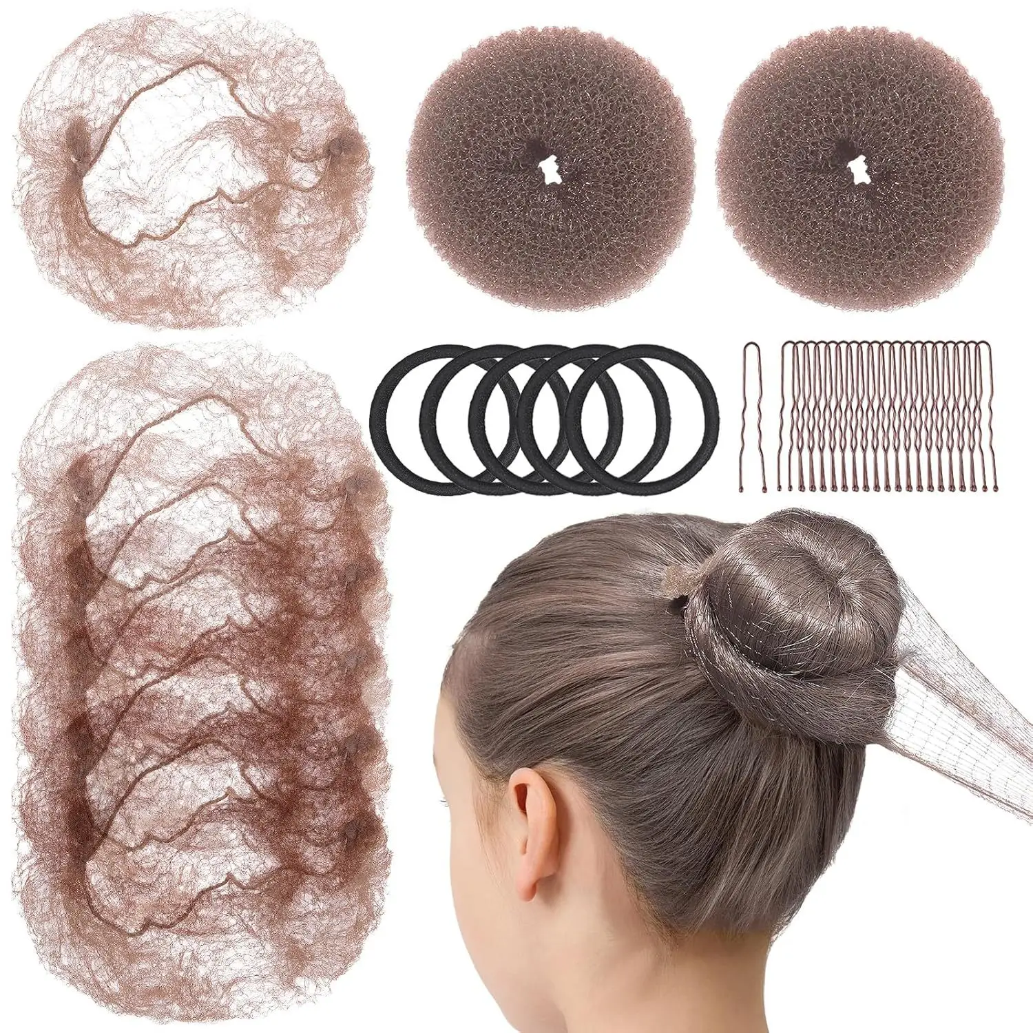 Black Faux Fur Donut Hair Curlers Set
