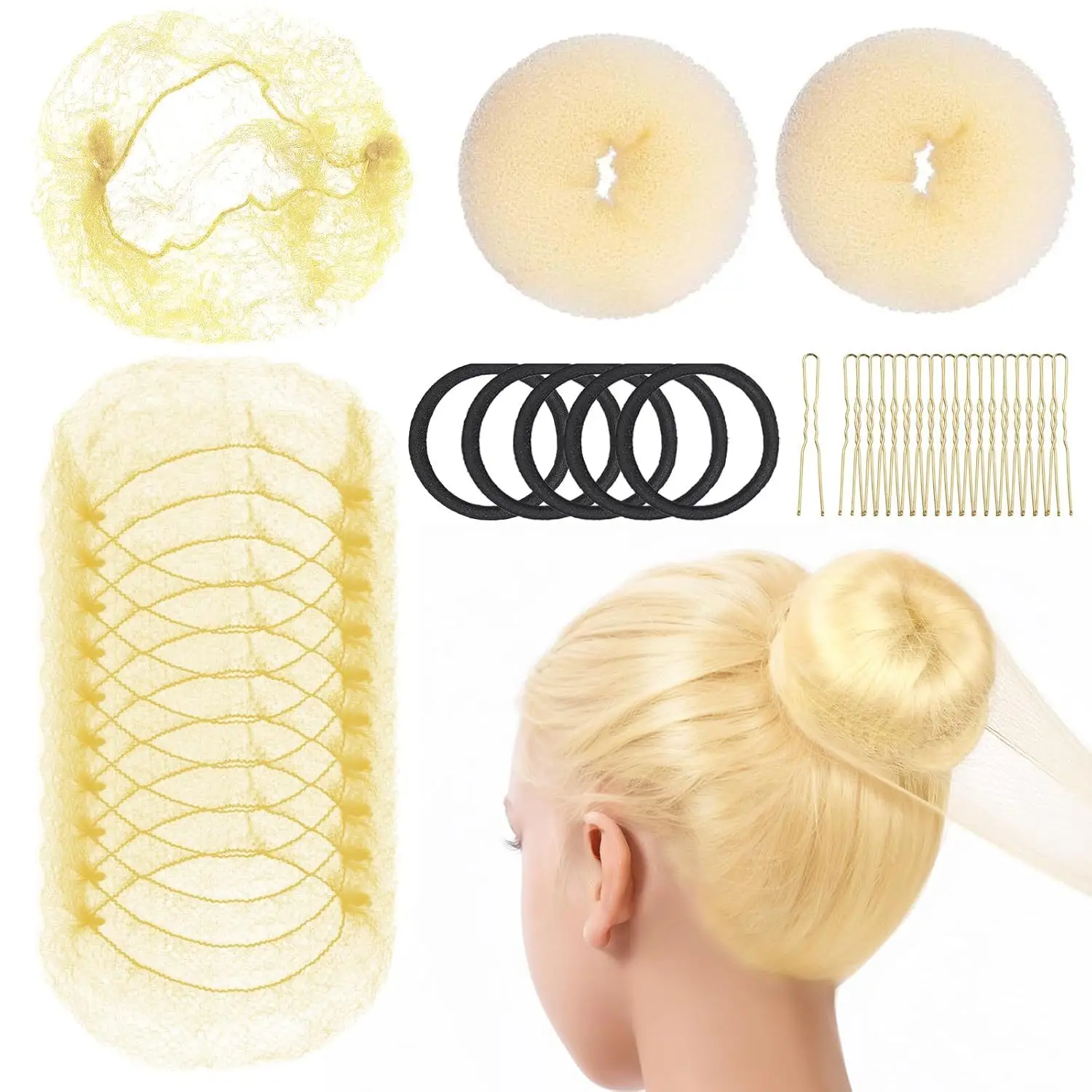 Black Faux Fur Donut Hair Curlers Set