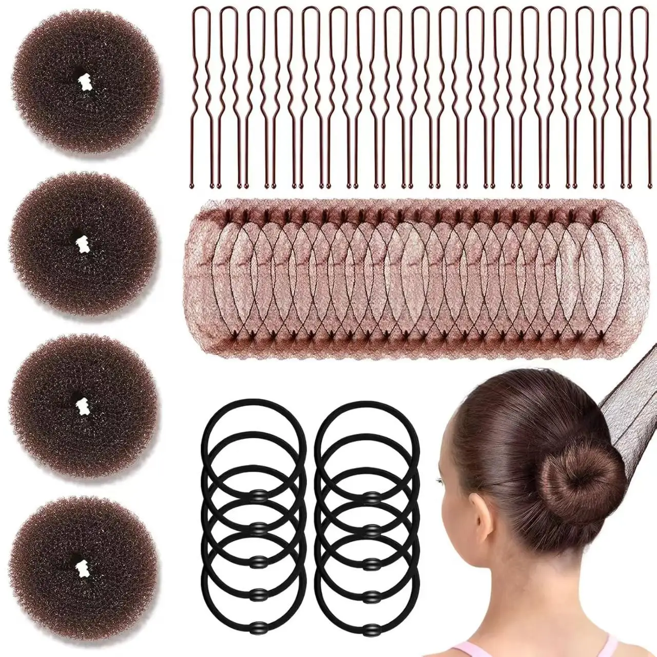 Black Faux Fur Donut Hair Curlers Set