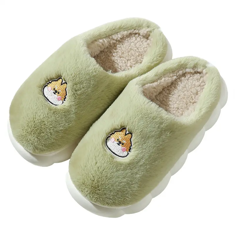 Women Winter Cartoon Embroidered Cotton Slippers - Image 10
