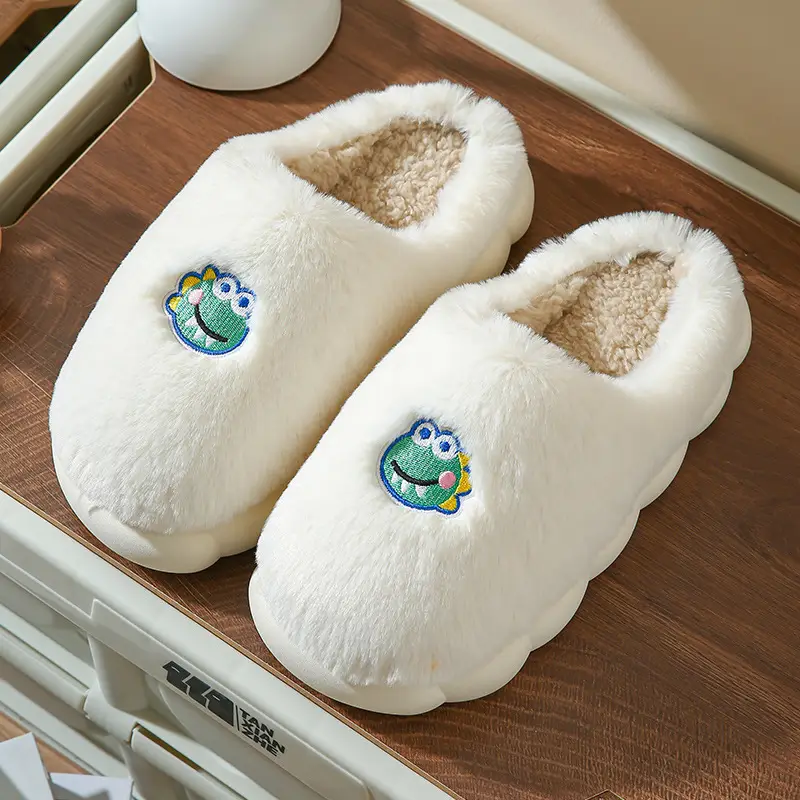 Women Winter Cartoon Embroidered Cotton Slippers - Image 2