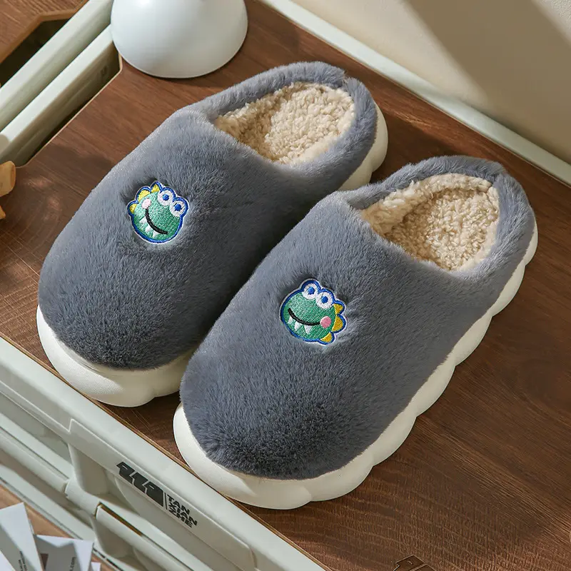 Women Winter Cartoon Embroidered Cotton Slippers - Image 5