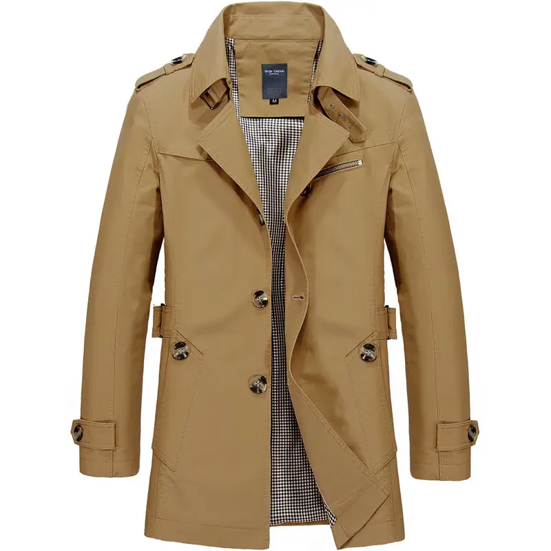Men's Pure Cotton Beige Coat 2022 Spring Autumn - Image 3