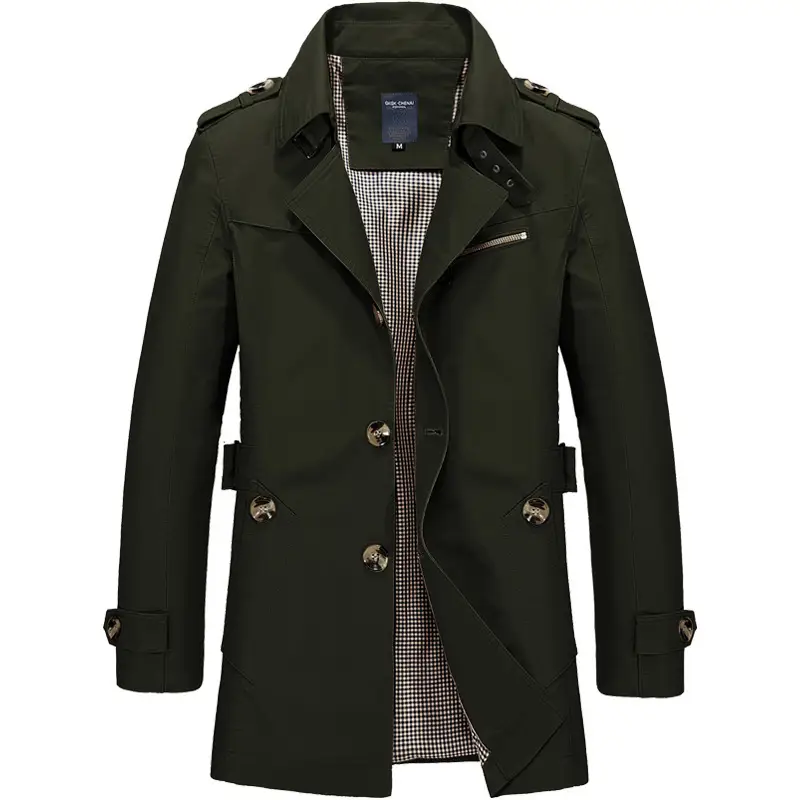 Men's Pure Cotton Beige Coat 2022 Spring Autumn - Image 5