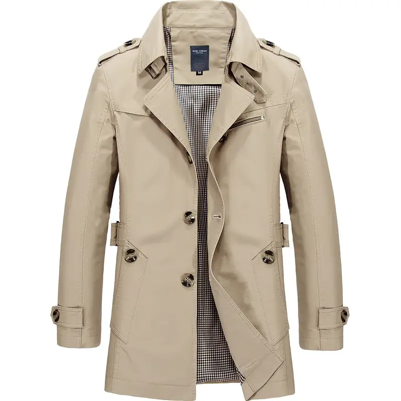 Men's Pure Cotton Beige Coat 2022 Spring Autumn - Image 6