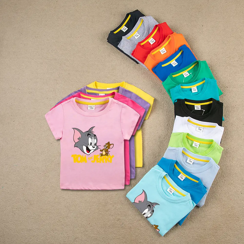 Tom and Jerry Pink Kids T-Shirt Short Sleeve Cotton