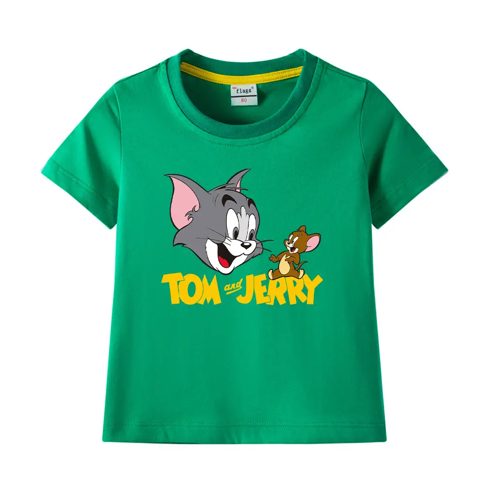 Tom and Jerry Pink Kids T-Shirt Short Sleeve Cotton