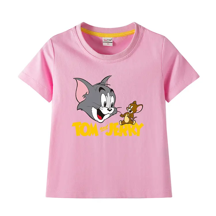 Tom and Jerry Pink Kids T-Shirt Short Sleeve Cotton — feature 3