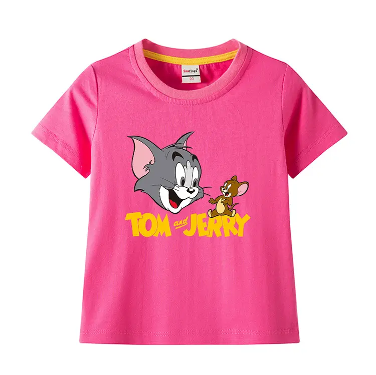 Tom and Jerry Pink Kids T-Shirt Short Sleeve Cotton — feature 4
