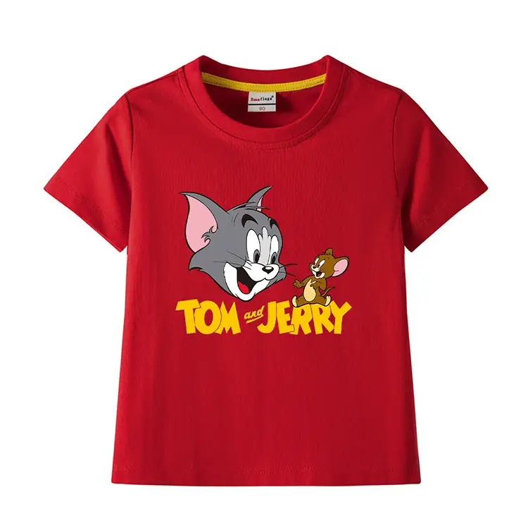 Tom and Jerry Pink Kids T-Shirt Short Sleeve Cotton — feature 5